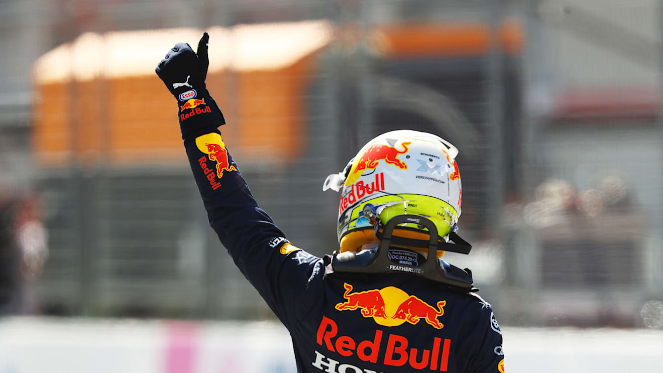 SPIELBERG, AUSTRIA - JUNE 26: Pole position qualifier Max Verstappen of Netherlands and Red Bull Racing celebrates in parc ferme during qualifying ahead of the F1 Grand Prix of Styria at Red Bull Ring on June 26, 2021 in Spielberg, Austria. (Photo by Bryn Lennon/Getty Images)