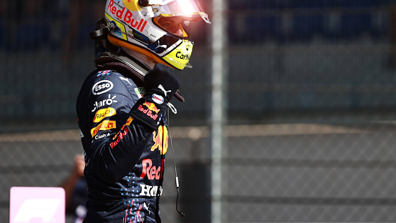 SPIELBERG, AUSTRIA - JUNE 26: Pole position qualifier Max Verstappen of Netherlands and Red Bull Racing celebrates in parc ferme during qualifying ahead of the F1 Grand Prix of Styria at Red Bull Ring on June 26, 2021 in Spielberg, Austria. (Photo by Mark Thompson/Getty Images)