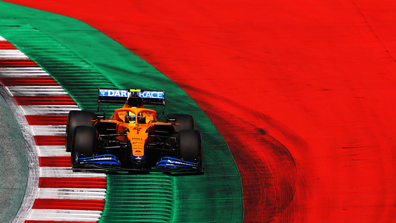 SPIELBERG, AUSTRIA - JUNE 26: Lando Norris of Great Britain driving the (4) McLaren F1 Team MCL35M Mercedes on track during qualifying ahead of the F1 Grand Prix of Styria at Red Bull Ring on June 26, 2021 in Spielberg, Austria. (Photo by Bryn Lennon/Getty Images)