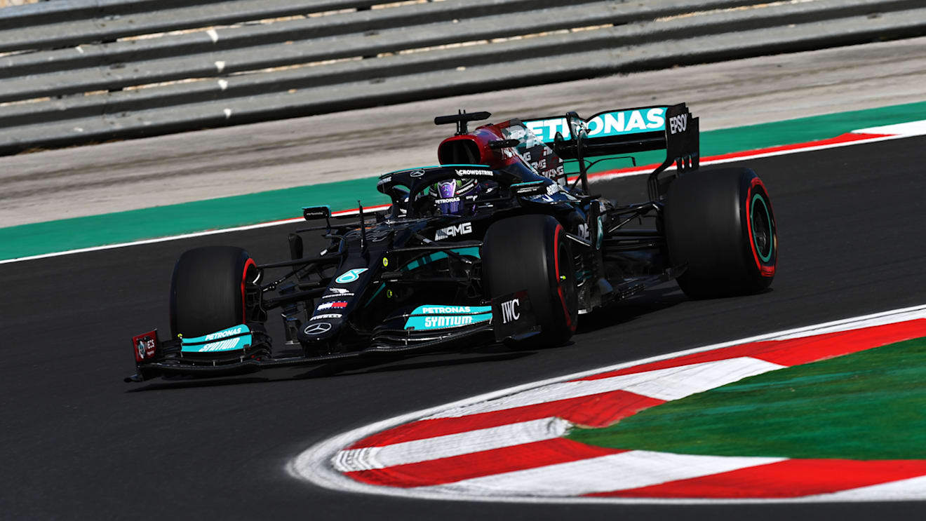 ISTANBUL, TURKEY - OCTOBER 08: Lewis Hamilton of Great Britain driving the (44) Mercedes AMG Petronas F1 Team Mercedes W12 during practice ahead of the F1 Grand Prix of Turkey at Intercity Istanbul Park on October 08, 2021 in Istanbul, Turkey. (Photo by Dan Mullan/Getty Images)