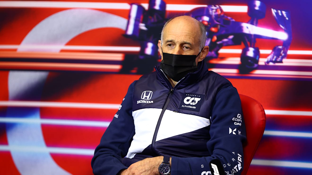 ISTANBUL, TURKEY - OCTOBER 08: Scuderia AlphaTauri Team Principal Franz Tost talks in the Team Principals Press Conference  during practice ahead of the F1 Grand Prix of Turkey at Intercity Istanbul Park on October 08, 2021 in Istanbul, Turkey. (Photo by Dan Istitene/Getty Images)