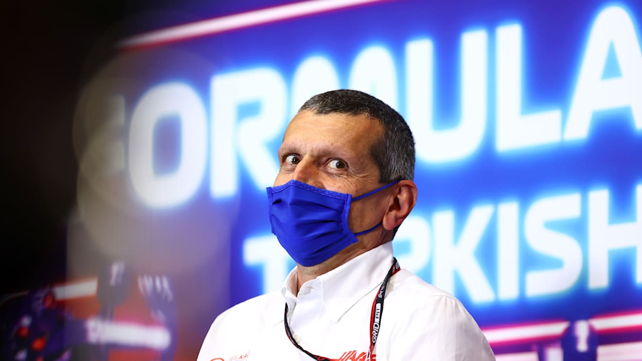 ISTANBUL, TURKEY - OCTOBER 08: Haas F1 Team Principal Guenther Steiner talks in the Team Principals Press Conference during practice ahead of the F1 Grand Prix of Turkey at Intercity Istanbul Park on October 08, 2021 in Istanbul, Turkey. (Photo by Dan Istitene/Getty Images)
