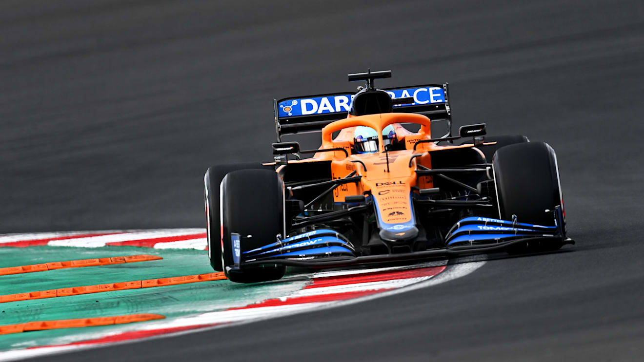 ISTANBUL, TURKEY - OCTOBER 08: Daniel Ricciardo of Australia driving the (3) McLaren F1 Team MCL35M Mercedes during practice ahead of the F1 Grand Prix of Turkey at Intercity Istanbul Park on October 08, 2021 in Istanbul, Turkey. (Photo by Clive Mason - Formula 1/Formula 1 via Getty Images)