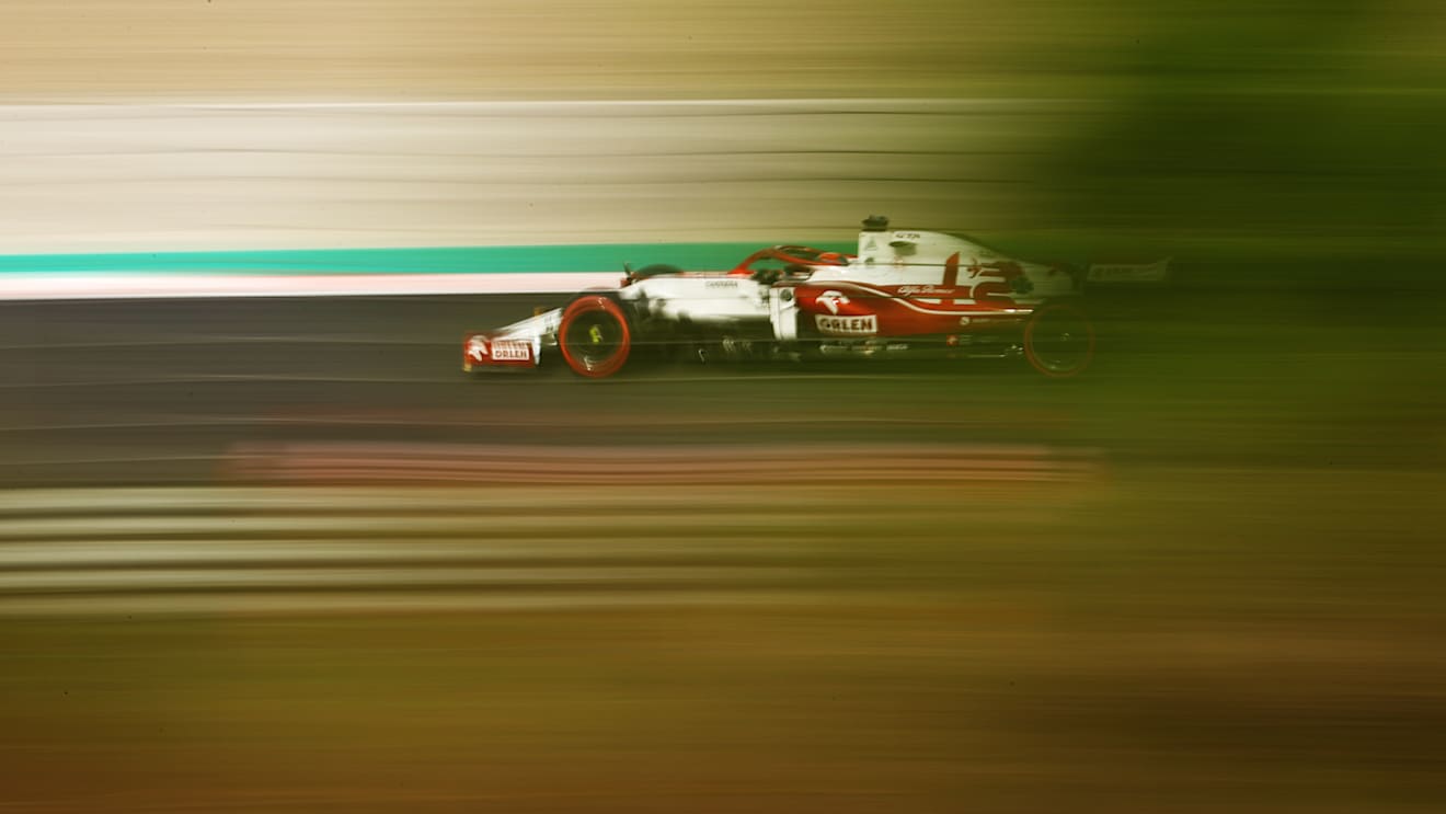 ISTANBUL, TURKEY - OCTOBER 08: Kimi Raikkonen of Finland driving the (7) Alfa Romeo Racing C41 Ferrari during practice ahead of the F1 Grand Prix of Turkey at Intercity Istanbul Park on October 08, 2021 in Istanbul, Turkey. (Photo by Bryn Lennon/Getty Images)