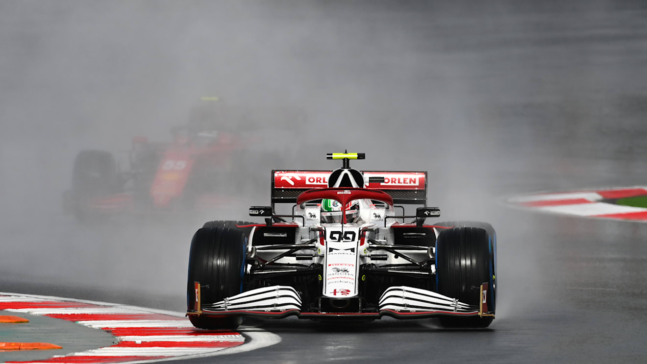 ISTANBUL, TURKEY - OCTOBER 09: Antonio Giovinazzi of Italy driving the (99) Alfa Romeo Racing C41 Ferrari during final practice ahead of the F1 Grand Prix of Turkey at Intercity Istanbul Park on October 09, 2021 in Istanbul, Turkey. (Photo by Dan Mullan/Getty Images)