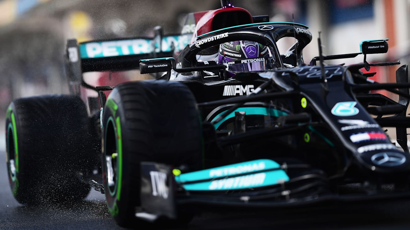 ISTANBUL, TURKEY - OCTOBER 09: Lewis Hamilton of Great Britain driving the (44) Mercedes AMG Petronas F1 Team Mercedes W12 in the Pitlane during final practice ahead of the F1 Grand Prix of Turkey at Intercity Istanbul Park on October 09, 2021 in Istanbul, Turkey. (Photo by Mario Renzi - Formula 1/Formula 1 via Getty Images)