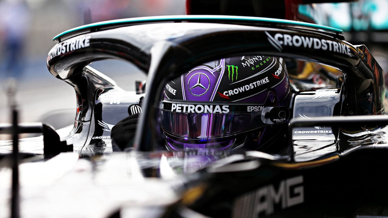 ISTANBUL, TURKEY - OCTOBER 09: Pole position qualifier Lewis Hamilton of Great Britain and Mercedes GP celebrates in parc ferme during qualifying ahead of the F1 Grand Prix of Turkey at Intercity Istanbul Park on October 09, 2021 in Istanbul, Turkey. (Photo by Dan Istitene - Formula 1/Formula 1 via Getty Images)