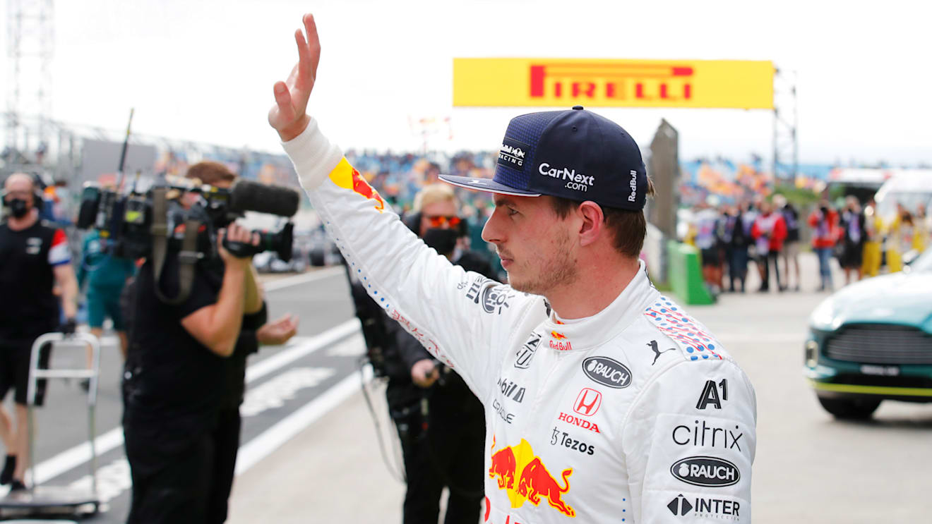 ISTANBUL, TURKEY - OCTOBER 09: Third place qualifier Max Verstappen of Netherlands and Red Bull Racing looks on in parc ferme during qualifying ahead of the F1 Grand Prix of Turkey at Intercity Istanbul Park on October 09, 2021 in Istanbul, Turkey. (Photo by Umit Bektas - Pool/Getty Images)