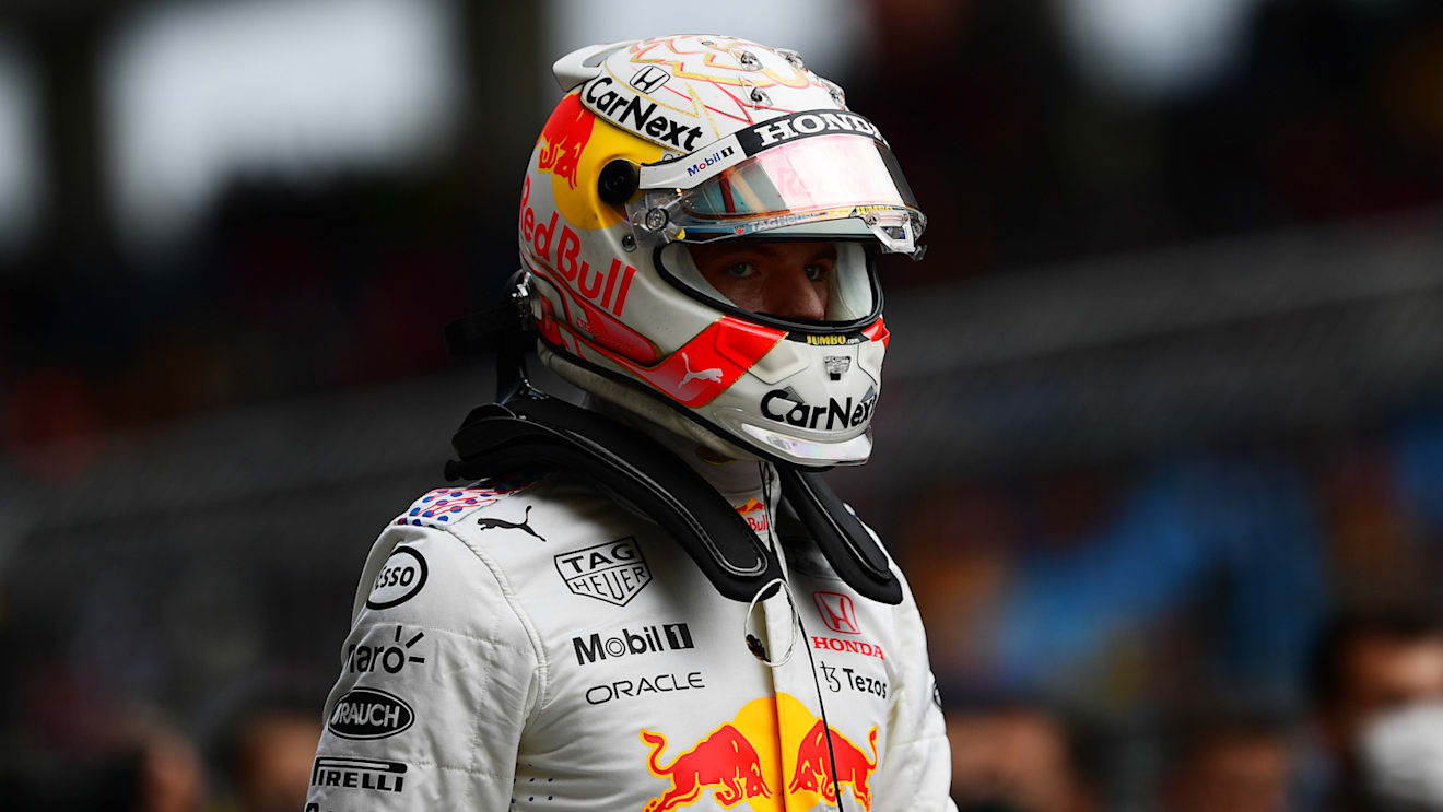 ISTANBUL, TURKEY - OCTOBER 09: Third place qualifier Max Verstappen of Netherlands and Red Bull Racing looks on in parc ferme during qualifying ahead of the F1 Grand Prix of Turkey at Intercity Istanbul Park on October 09, 2021 in Istanbul, Turkey. (Photo by Mario Renzi - Formula 1/Formula 1 via Getty Images)