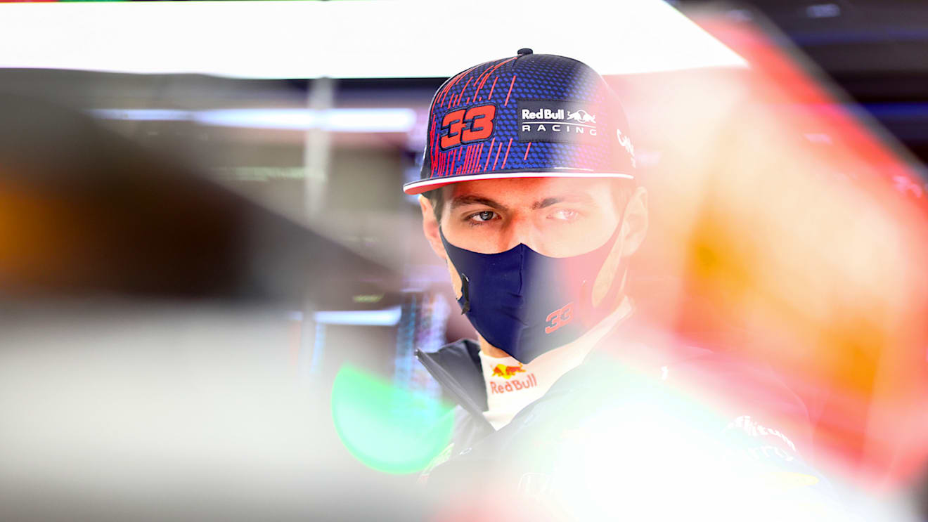 ISTANBUL, TURKEY - OCTOBER 09: Max Verstappen of Netherlands and Red Bull Racing looks on in the garage during final practice ahead of the F1 Grand Prix of Turkey at Intercity Istanbul Park on October 09, 2021 in Istanbul, Turkey. (Photo by Mark Thompson/Getty Images)