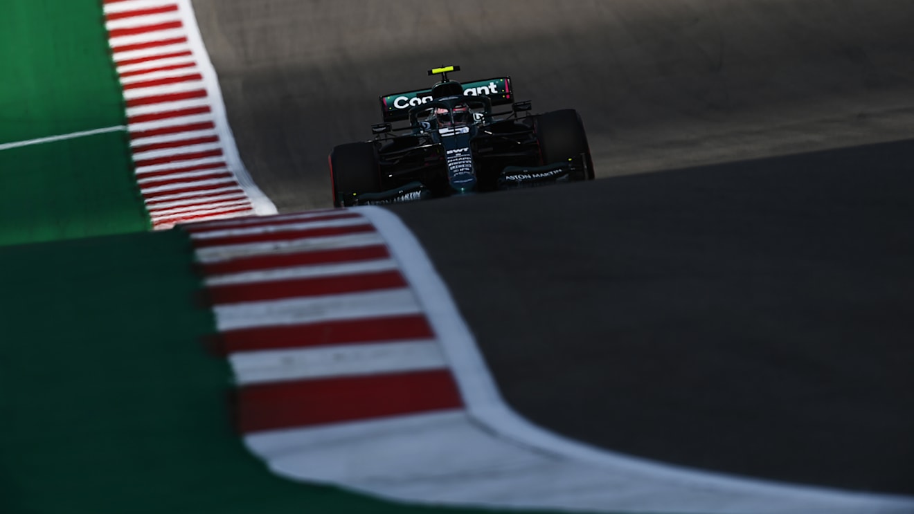 AUSTIN, TEXAS - OCTOBER 22: Sebastian Vettel of Germany driving the (5) Aston Martin AMR21 Mercedes during practice ahead of the F1 Grand Prix of USA at Circuit of The Americas on October 22, 2021 in Austin, Texas. (Photo by Clive Mason - Formula 1/Formula 1 via Getty Images)