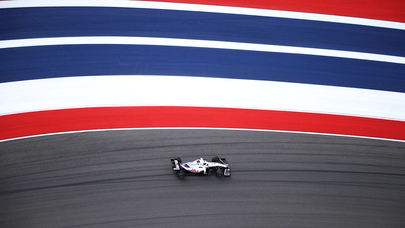 AUSTIN, TEXAS - OCTOBER 22: Nikita Mazepin of Russia driving the (9) Haas F1 Team VF-21 Ferrari during practice ahead of the F1 Grand Prix of USA at Circuit of The Americas on October 22, 2021 in Austin, Texas. (Photo by Chris Graythen/Getty Images)