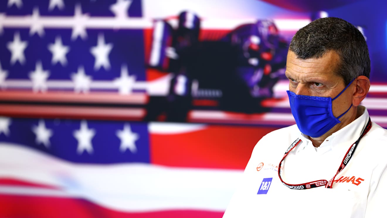 AUSTIN, TEXAS - OCTOBER 22: Haas F1 Team Principal Guenther Steiner talks in the Team Principals Press Conference during practice ahead of the F1 Grand Prix of USA at Circuit of The Americas on October 22, 2021 in Austin, Texas. (Photo by Dan Istitene/Getty Images)