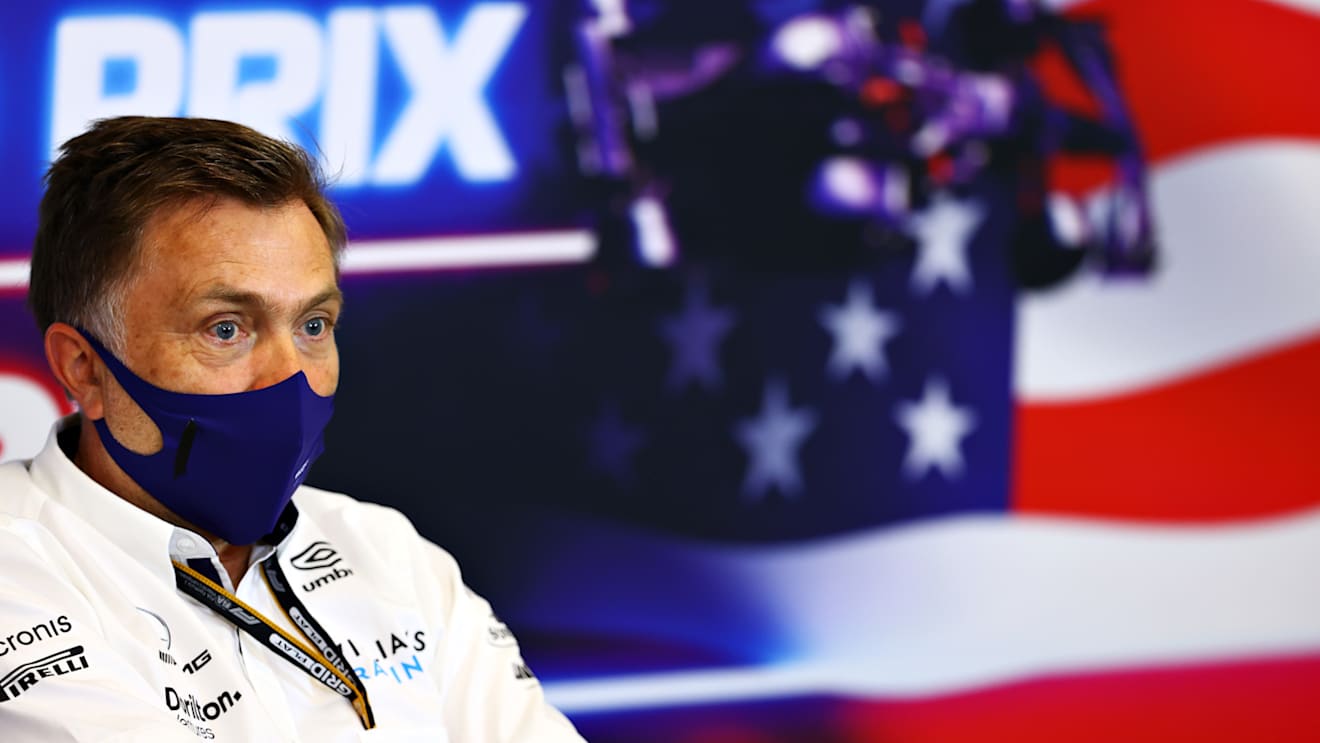 AUSTIN, TEXAS - OCTOBER 22: Jost Capito, CEO of Williams F1 talks in the Team Principals Press Conference during practice ahead of the F1 Grand Prix of USA at Circuit of The Americas on October 22, 2021 in Austin, Texas. (Photo by Dan Istitene/Getty Images)