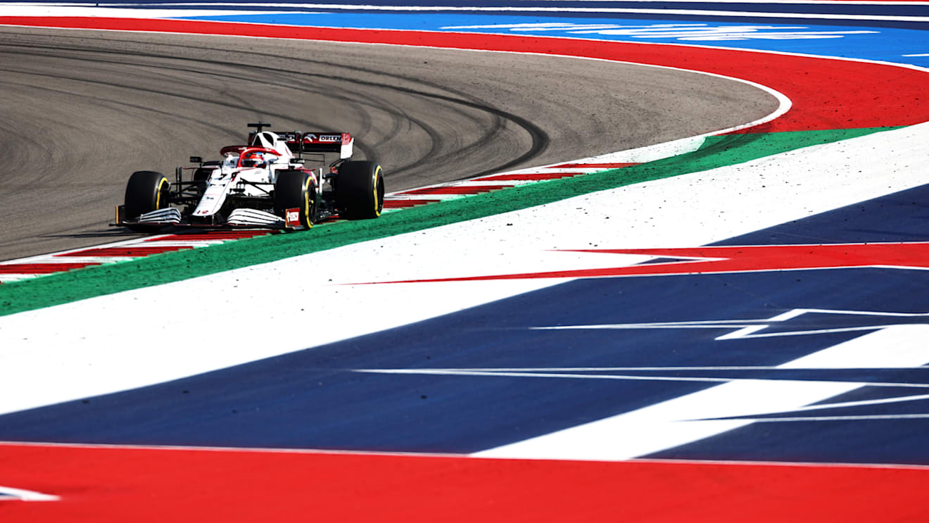 AUSTIN, TEXAS - OCTOBER 22: Kimi Raikkonen of Finland driving the (7) Alfa Romeo Racing C41 Ferrari during practice ahead of the F1 Grand Prix of USA at Circuit of The Americas on October 22, 2021 in Austin, Texas. (Photo by Mark Thompson/Getty Images)