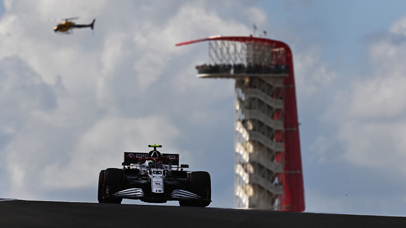 AUSTIN, TEXAS - OCTOBER 23: Antonio Giovinazzi of Italy driving the (99) Alfa Romeo Racing C41 Ferrari during final practice ahead of the F1 Grand Prix of USA at Circuit of The Americas on October 23, 2021 in Austin, Texas. (Photo by Clive Mason - Formula 1/Formula 1 via Getty Images)