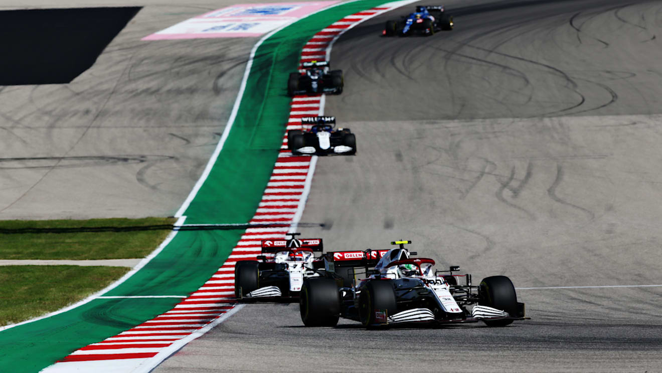 AUSTIN, TEXAS - OCTOBER 24: Antonio Giovinazzi of Italy driving the (99) Alfa Romeo Racing C41 Ferrari during the F1 Grand Prix of USA at Circuit of The Americas on October 24, 2021 in Austin, Texas. (Photo by Peter Fox/Getty Images)