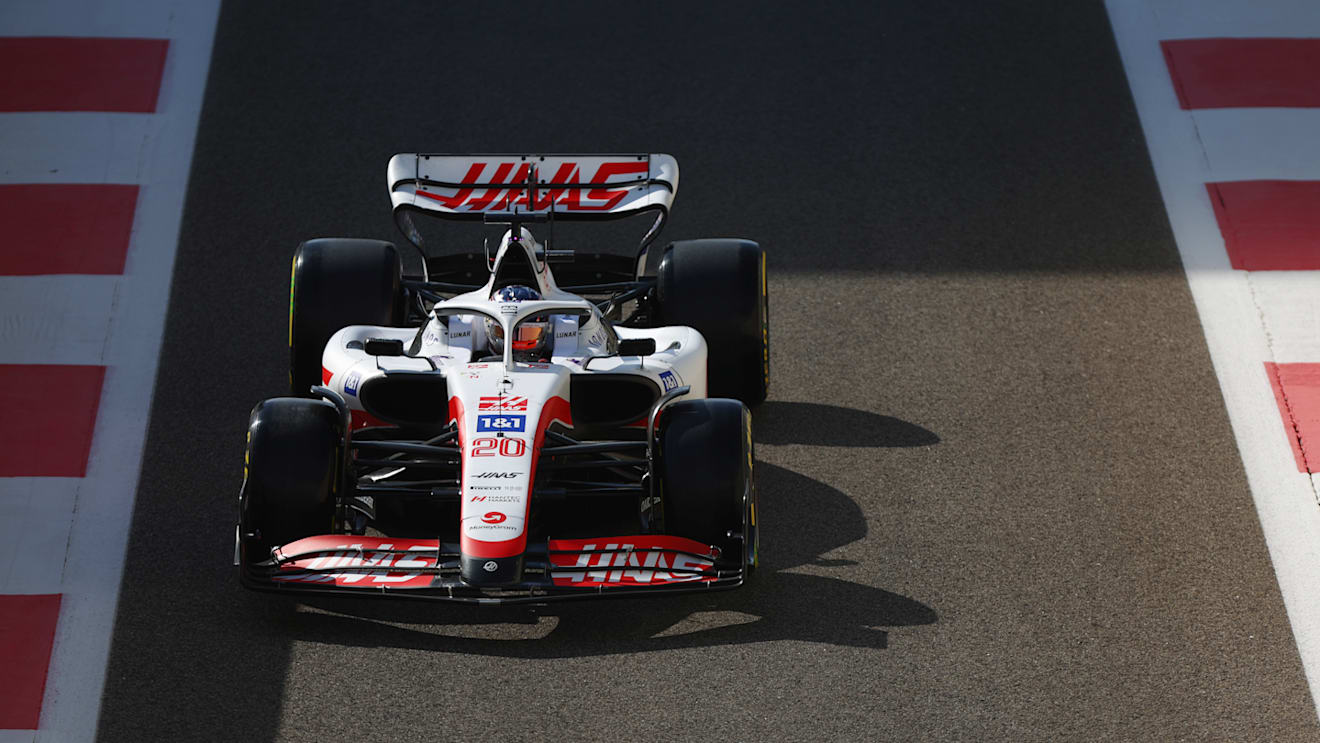 ABU DHABI, UNITED ARAB EMIRATES - NOVEMBER 18: Kevin Magnussen of Denmark driving the (20) Haas F1 VF-22 Ferrari in the pitlane during practice ahead of the F1 Grand Prix of Abu Dhabi at Yas Marina Circuit on November 18, 2022 in Abu Dhabi, United Arab Emirates. (Photo by Dan Istitene - Formula 1/Formula 1 via Getty Images)