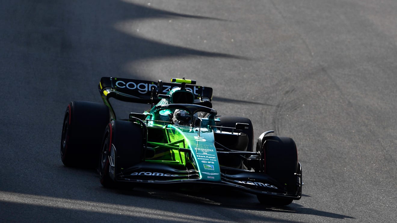 ABU DHABI, UNITED ARAB EMIRATES - NOVEMBER 18: Sebastian Vettel of Germany driving the (5) Aston Martin AMR22 Mercedes on track during practice ahead of the F1 Grand Prix of Abu Dhabi at Yas Marina Circuit on November 18, 2022 in Abu Dhabi, United Arab Emirates. (Photo by Rudy Carezzevoli/Getty Images)