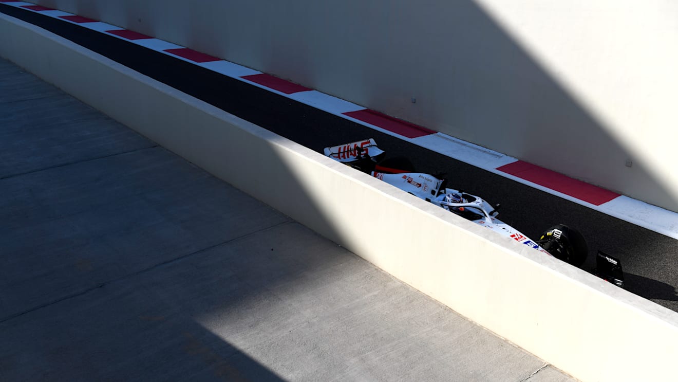 ABU DHABI, UNITED ARAB EMIRATES - NOVEMBER 18: Kevin Magnussen of Denmark driving the (20) Haas F1 VF-22 Ferrari in the pitlane during practice ahead of the F1 Grand Prix of Abu Dhabi at Yas Marina Circuit on November 18, 2022 in Abu Dhabi, United Arab Emirates. (Photo by Rudy Carezzevoli/Getty Images)