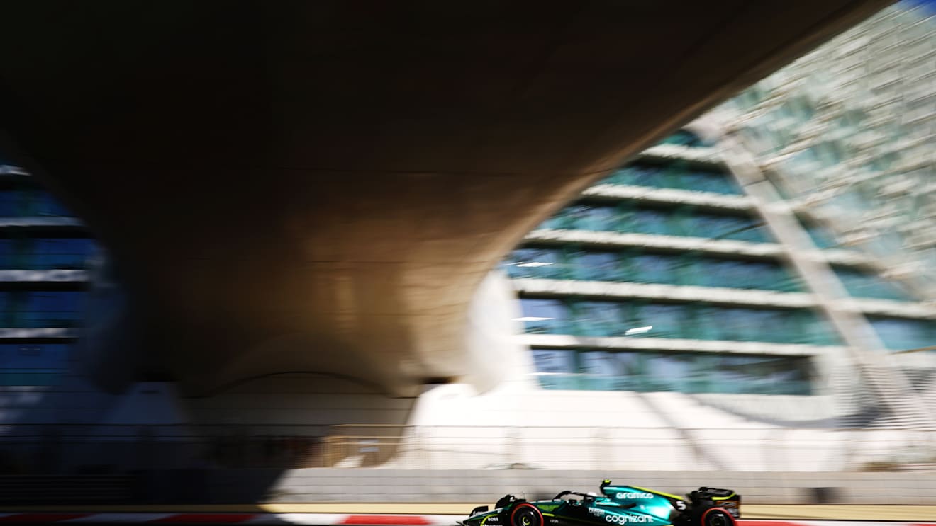 ABU DHABI, UNITED ARAB EMIRATES - NOVEMBER 18: Sebastian Vettel of Germany driving the (5) Aston Martin AMR22 Mercedes on track during practice ahead of the F1 Grand Prix of Abu Dhabi at Yas Marina Circuit on November 18, 2022 in Abu Dhabi, United Arab Emirates. (Photo by Mark Thompson/Getty Images)