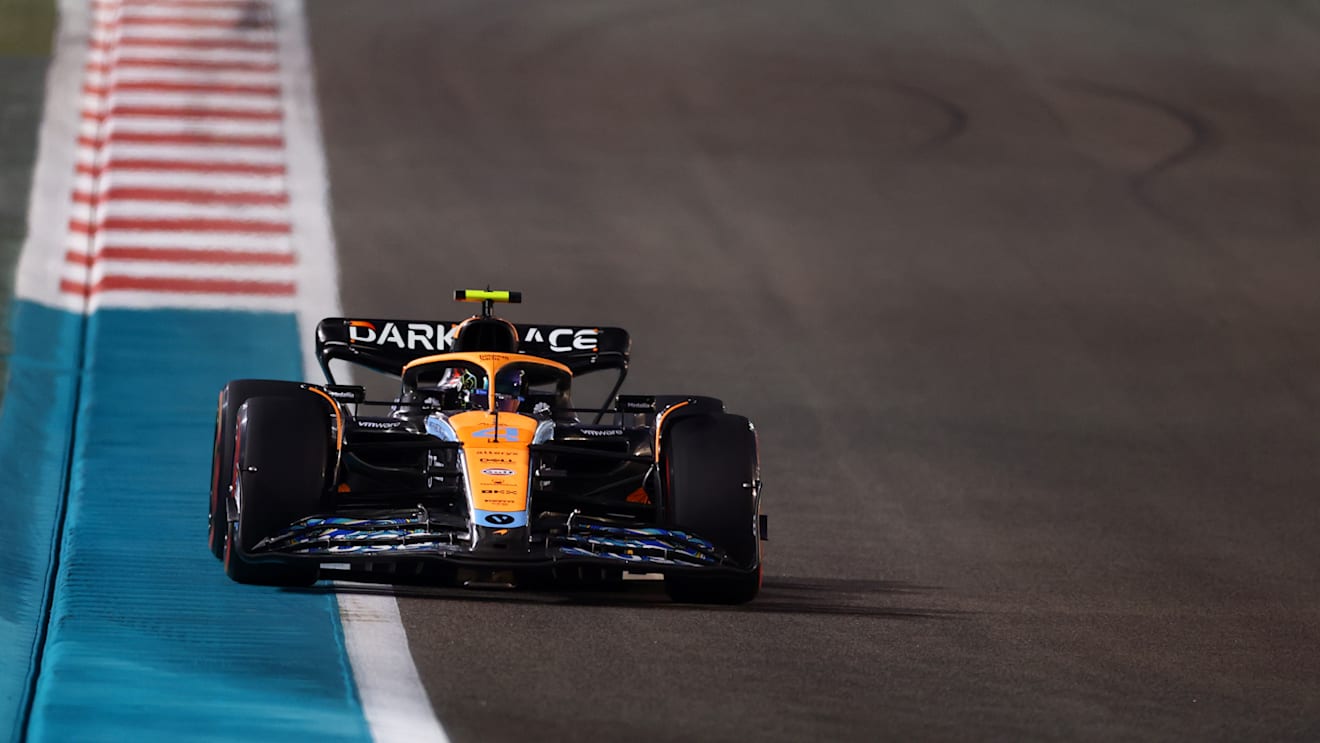 ABU DHABI, UNITED ARAB EMIRATES - NOVEMBER 18: Lando Norris of Great Britain driving the (4) McLaren MCL36 Mercedes on track during practice ahead of the F1 Grand Prix of Abu Dhabi at Yas Marina Circuit on November 18, 2022 in Abu Dhabi, United Arab Emirates. (Photo by Mark Thompson/Getty Images)
