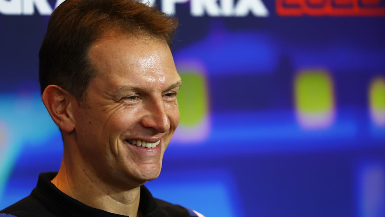 ABU DHABI, UNITED ARAB EMIRATES - NOVEMBER 19: Laurent Rossi, CEO of Alpine F1 attends the Team Principals Press Conference prior to final practice ahead of the F1 Grand Prix of Abu Dhabi at Yas Marina Circuit on November 19, 2022 in Abu Dhabi, United Arab Emirates. (Photo by Bryn Lennon/Getty Images)