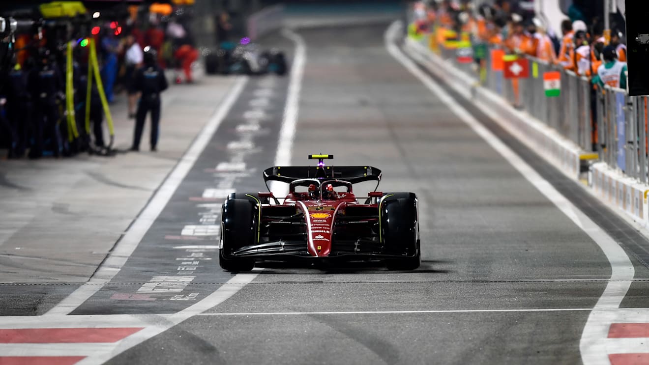 ABU DHABI, UNITED ARAB EMIRATES - NOVEMBER 20: Carlos Sainz of Spain driving (55) the Ferrari F1-75 in the pitlane during the F1 Grand Prix of Abu Dhabi at Yas Marina Circuit on November 20, 2022 in Abu Dhabi, United Arab Emirates. (Photo by Rudy Carezzevoli/Getty Images)
