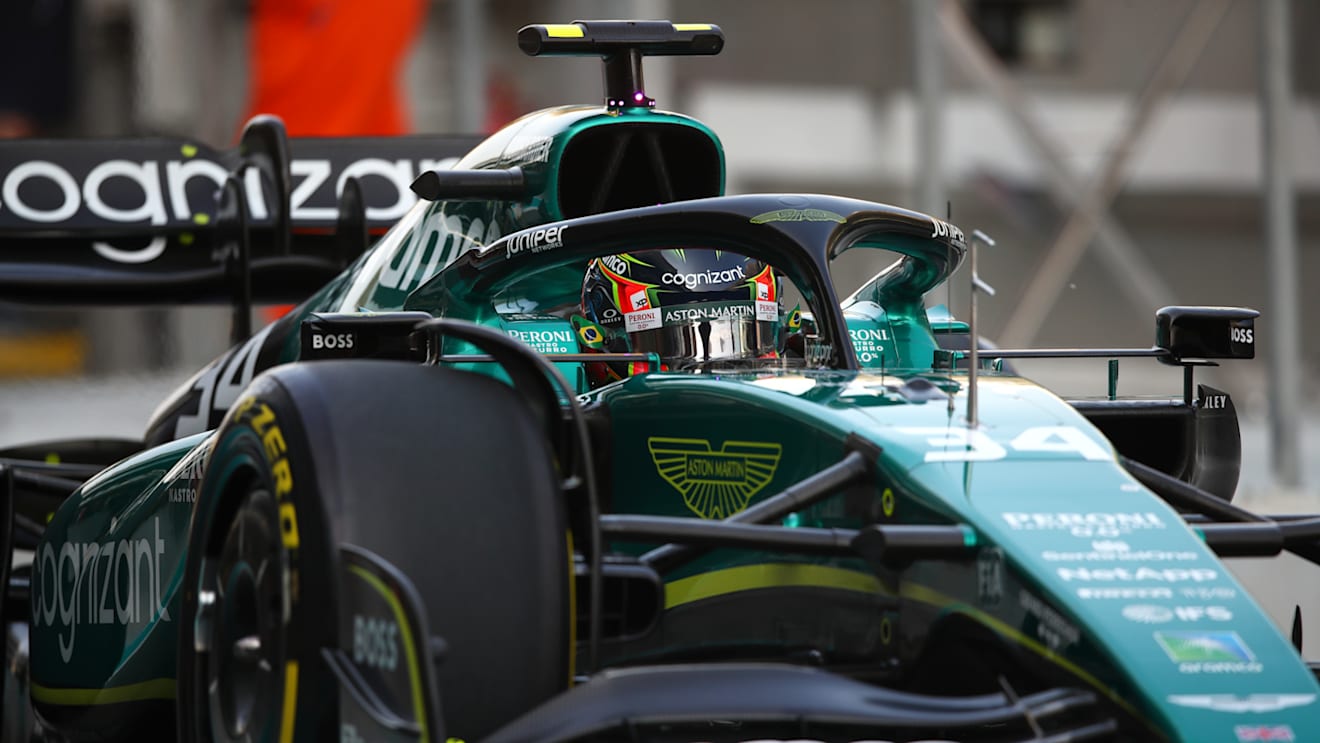 F2 champion Felipe Drugovich was alongside Alonso in the Aston Martin AMR22
