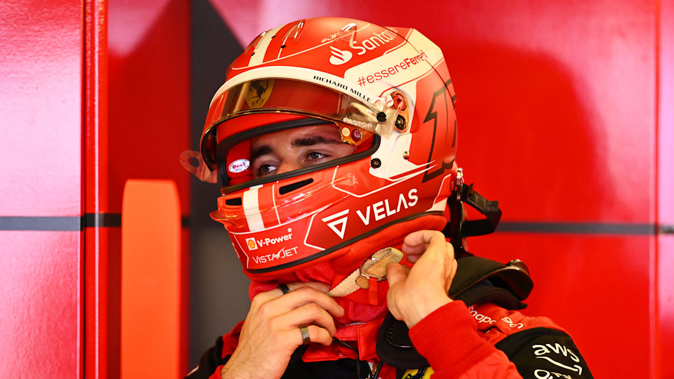MELBOURNE, AUSTRALIA - APRIL 08: Charles Leclerc of Monaco and Ferrari prepares to drive in the garage during practice ahead of the F1 Grand Prix of Australia at Melbourne Grand Prix Circuit on April 08, 2022 in Melbourne, Australia. (Photo by Clive Mason/Getty Images)