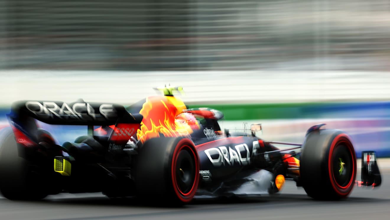 MELBOURNE, AUSTRALIA - APRIL 08: Sergio Perez of Mexico driving the (11) Oracle Red Bull Racing RB18 on track during practice ahead of the F1 Grand Prix of Australia at Melbourne Grand Prix Circuit on April 08, 2022 in Melbourne, Australia. (Photo by Robert Cianflone/Getty Images)