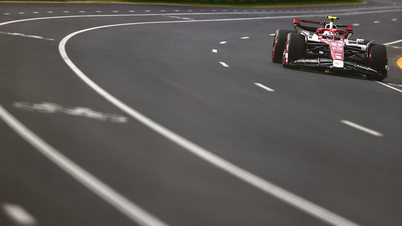 MELBOURNE, AUSTRALIA - APRIL 08: Zhou Guanyu of China driving the (24) Alfa Romeo F1 C42 Ferrari on track during practice ahead of the F1 Grand Prix of Australia at Melbourne Grand Prix Circuit on April 08, 2022 in Melbourne, Australia. (Photo by Dan Istitene - Formula 1/Formula 1 via Getty Images)
