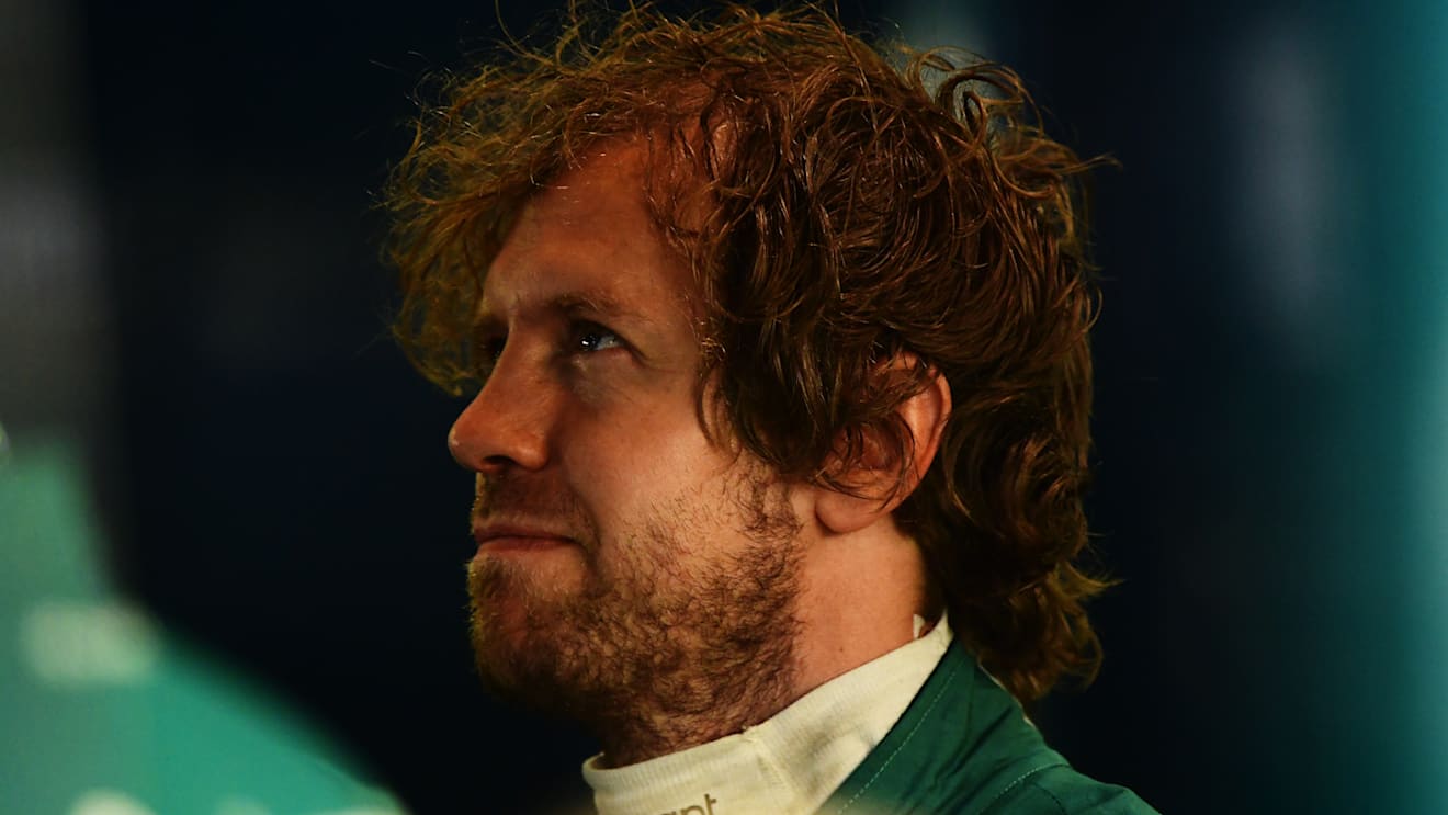 MELBOURNE, AUSTRALIA - APRIL 08: Sebastian Vettel of Germany and Aston Martin F1 Team looks on in the garage during practice ahead of the F1 Grand Prix of Australia at Melbourne Grand Prix Circuit on April 08, 2022 in Melbourne, Australia. (Photo by Mario Renzi - Formula 1/Formula 1 via Getty Images)