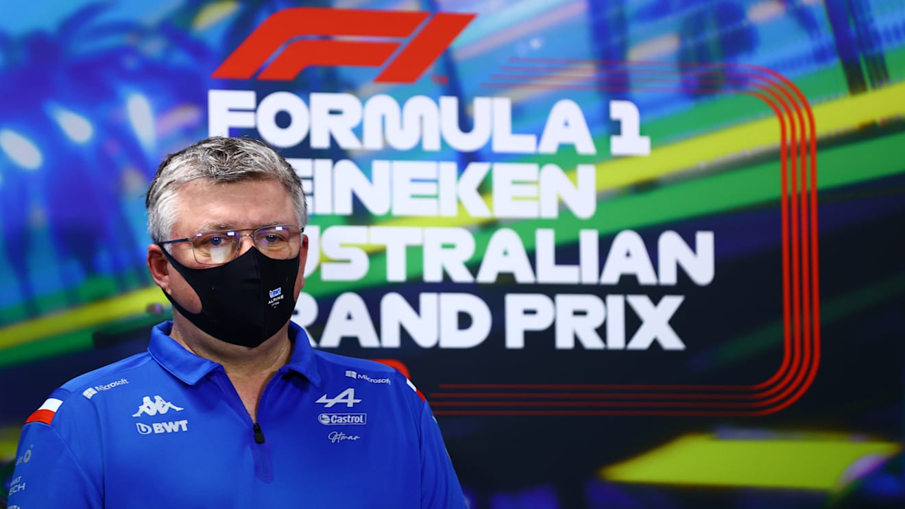 MELBOURNE, AUSTRALIA - APRIL 09: Otmar Szafnauer, Team Principal of Alpine F1 looks on in the Team Principals Press Conference prior to final practice ahead of the F1 Grand Prix of Australia at Melbourne Grand Prix Circuit on April 09, 2022 in Melbourne, Australia. (Photo by Dan Istitene - Formula 1/Formula 1 via Getty Images)