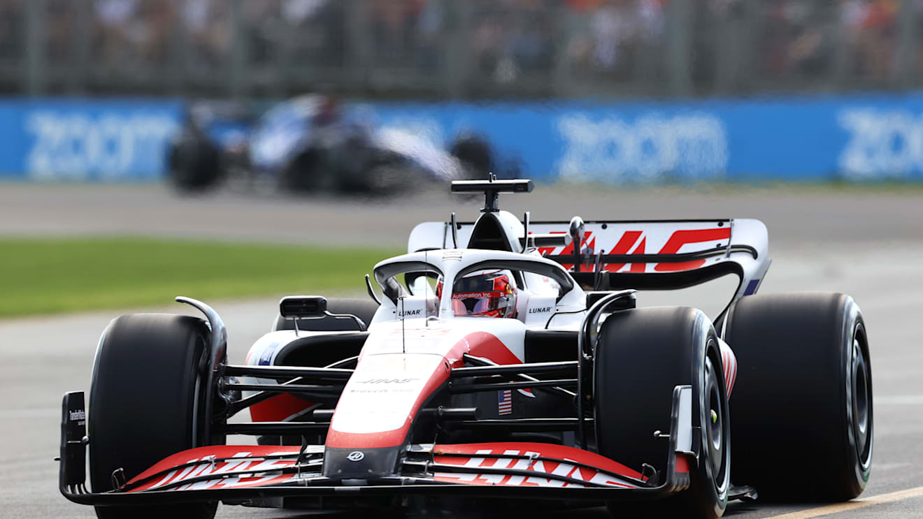 MELBOURNE, AUSTRALIA - APRIL 10: Kevin Magnussen of Denmark driving the (20) Haas F1 VF-22 Ferrari on track during the F1 Grand Prix of Australia at Melbourne Grand Prix Circuit on April 10, 2022 in Melbourne, Australia. (Photo by Robert Cianflone/Getty Images)