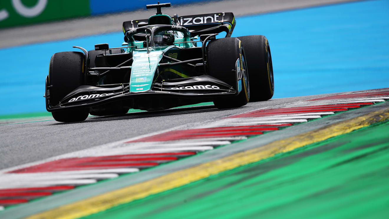 SPIELBERG, AUSTRIA - JULY 10: Lance Stroll of Canada driving the (18) Aston Martin AMR22 Mercedes on track during the F1 Grand Prix of Austria at Red Bull Ring on July 10, 2022 in Spielberg, Austria. (Photo by Joe Portlock - Formula 1/Formula 1 via Getty Images)