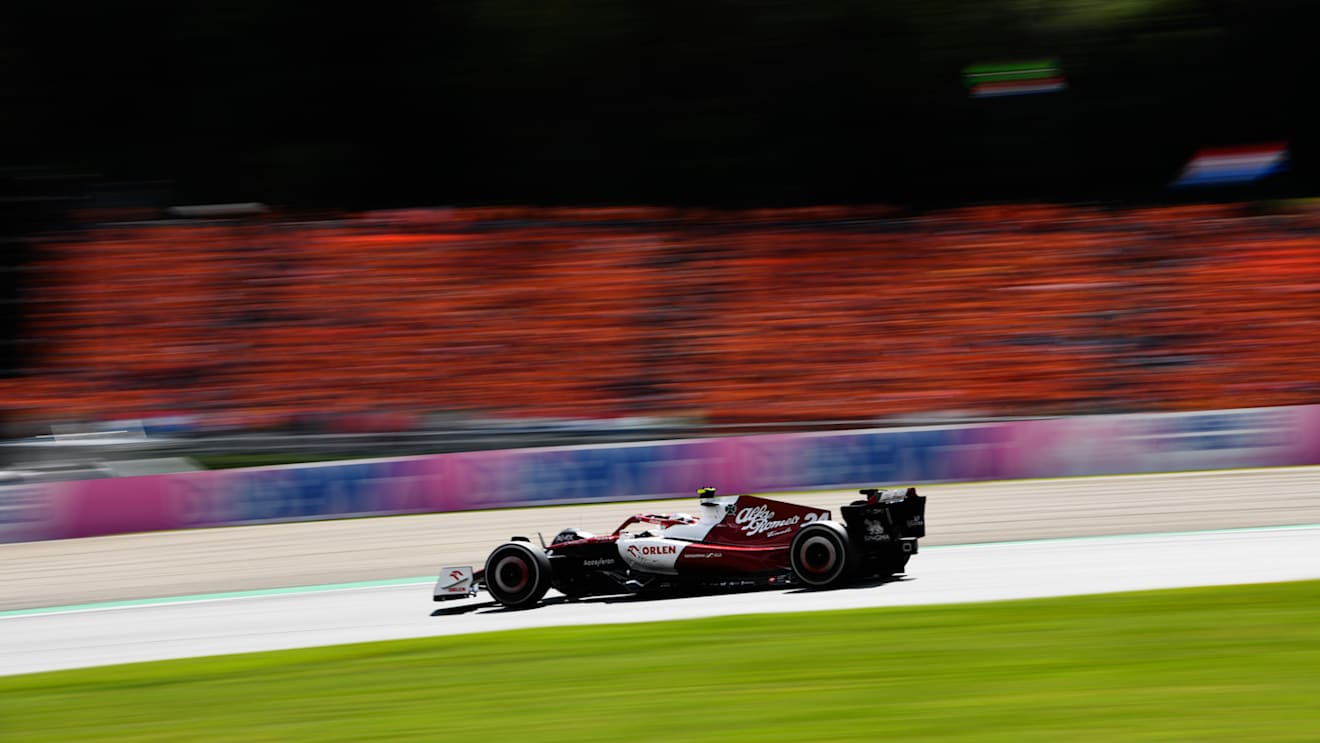 SPIELBERG, AUSTRIA - JULY 10: Zhou Guanyu of China driving the (24) Alfa Romeo F1 C42 Ferrari on track during the F1 Grand Prix of Austria at Red Bull Ring on July 10, 2022 in Spielberg, Austria. (Photo by Rudy Carezzevoli - Formula 1/Formula 1 via Getty Images)