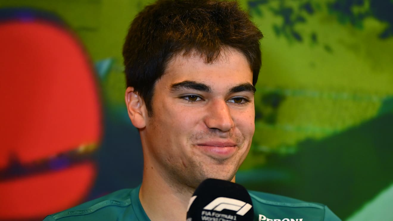 BAKU, AZERBAIJAN - JUNE 10: Lance Stroll of Canada driving the (18) Aston Martin AMR22 Mercedes talks in the Drivers Press Conference prior to practice ahead of the F1 Grand Prix of Azerbaijan at Baku City Circuit on June 10, 2022 in Baku, Azerbaijan. (Photo by Dan Mullan/Getty Images)