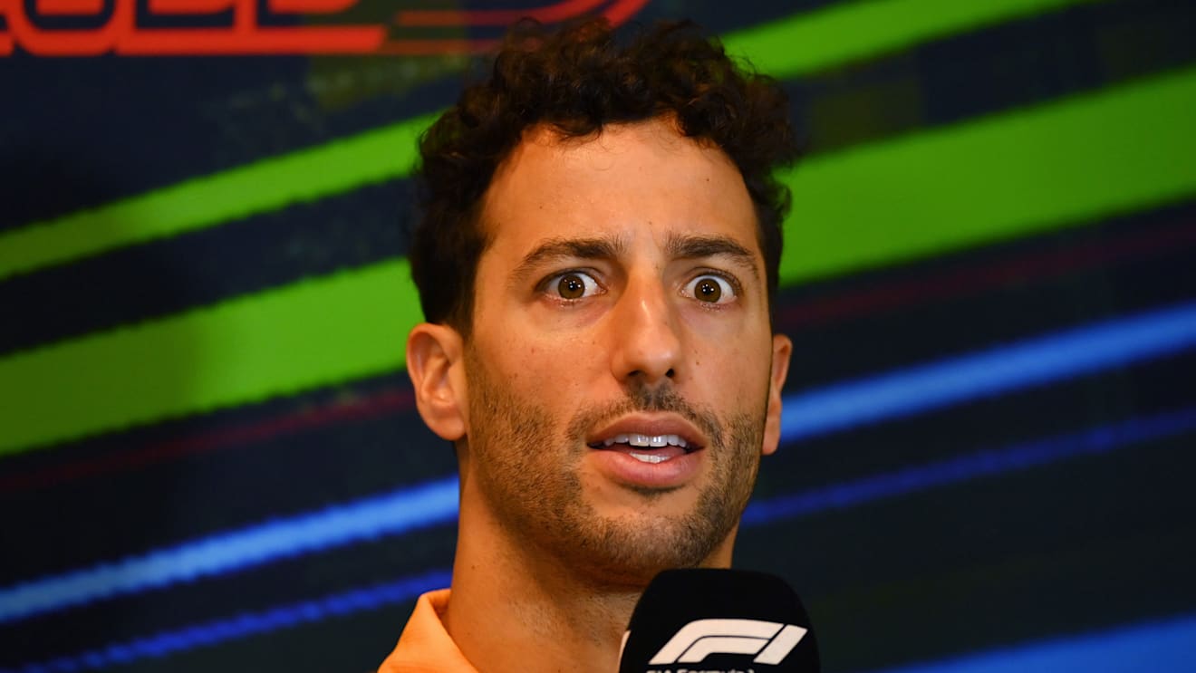 BAKU, AZERBAIJAN - JUNE 10: Daniel Ricciardo of Australia and McLaren talks in the Drivers Press Conference prior to practice ahead of the F1 Grand Prix of Azerbaijan at Baku City Circuit on June 10, 2022 in Baku, Azerbaijan. (Photo by Dan Mullan/Getty Images)