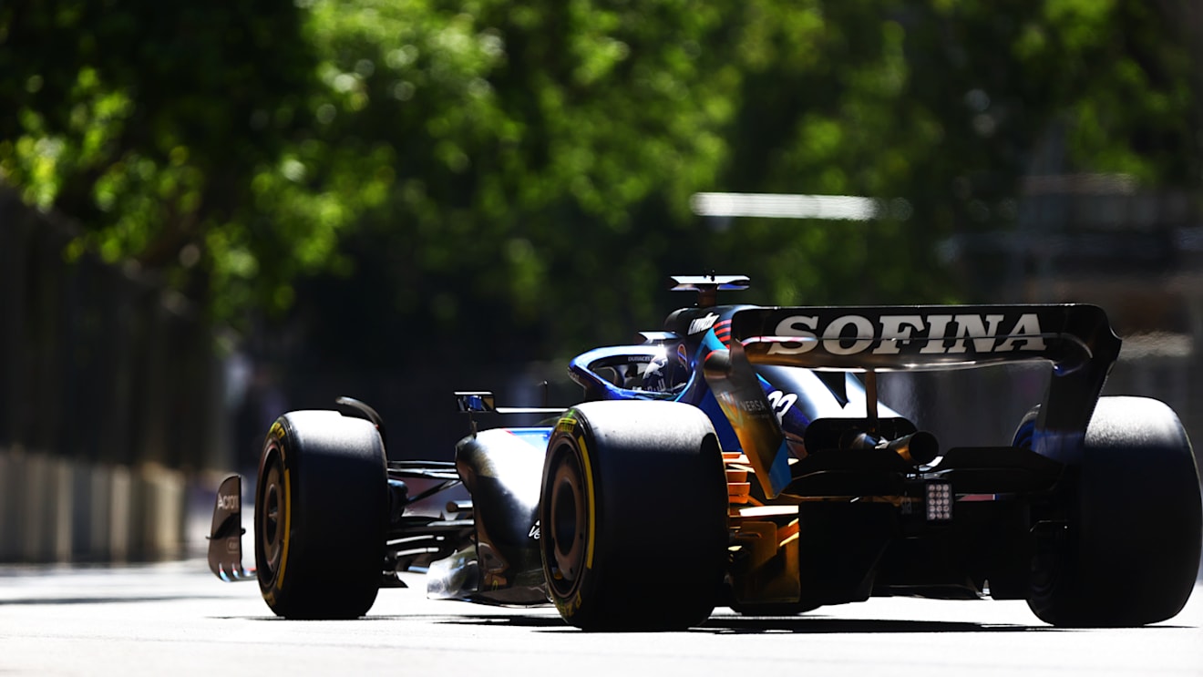 BAKU, AZERBAIJAN - JUNE 10: Alexander Albon of Thailand driving the (23) Williams FW44 Mercedes on track during practice ahead of the F1 Grand Prix of Azerbaijan at Baku City Circuit on June 10, 2022 in Baku, Azerbaijan. (Photo by Dan Istitene - Formula 1/Formula 1 via Getty Images)