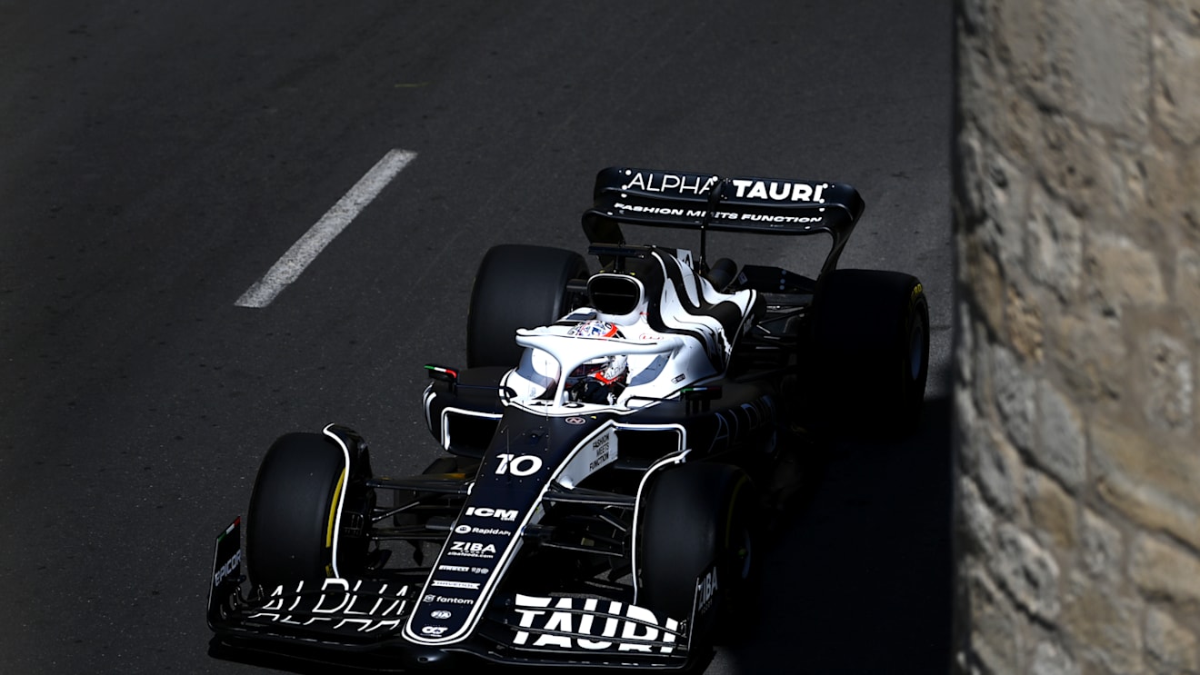 BAKU, AZERBAIJAN - JUNE 10: Pierre Gasly of France driving the (10) Scuderia AlphaTauri AT03 on track during practice ahead of the F1 Grand Prix of Azerbaijan at Baku City Circuit on June 10, 2022 in Baku, Azerbaijan. (Photo by Dan Mullan/Getty Images)
