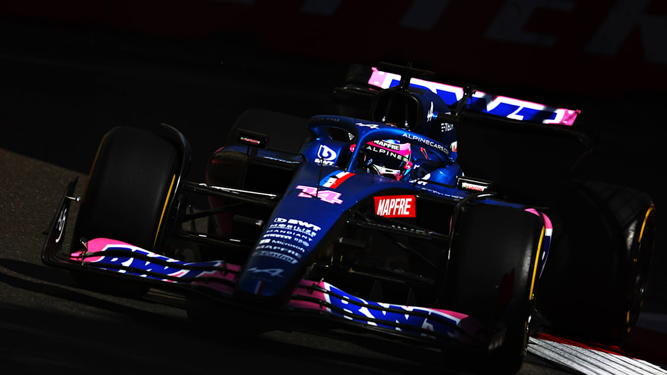 BAKU, AZERBAIJAN - JUNE 10: Fernando Alonso of Spain driving the (14) Alpine F1 A522 Renault on track during practice ahead of the F1 Grand Prix of Azerbaijan at Baku City Circuit on June 10, 2022 in Baku, Azerbaijan. (Photo by Clive Rose/Getty Images)