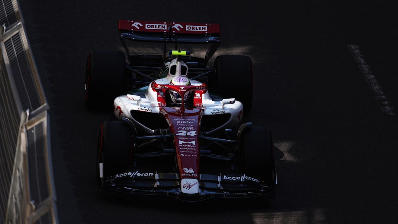 BAKU, AZERBAIJAN - JUNE 10: Zhou Guanyu of China driving the (24) Alfa Romeo F1 C42 Ferrari on track during practice ahead of the F1 Grand Prix of Azerbaijan at Baku City Circuit on June 10, 2022 in Baku, Azerbaijan. (Photo by Bryn Lennon - Formula 1/Formula 1 via Getty Images)