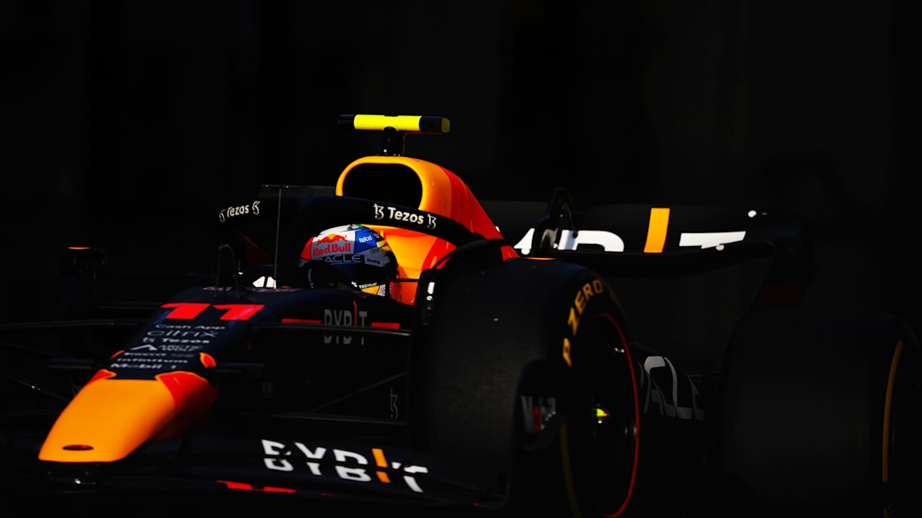 BAKU, AZERBAIJAN - JUNE 10: Sergio Perez of Mexico driving the (11) Oracle Red Bull Racing RB18 on track during practice ahead of the F1 Grand Prix of Azerbaijan at Baku City Circuit on June 10, 2022 in Baku, Azerbaijan. (Photo by Dan Mullan/Getty Images)