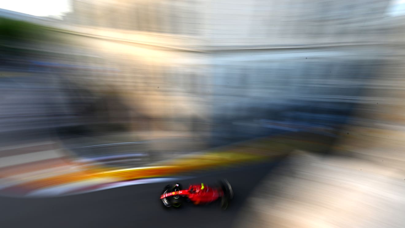 BAKU, AZERBAIJAN - JUNE 10: Carlos Sainz of Spain driving (55) the Ferrari F1-75 on track during practice ahead of the F1 Grand Prix of Azerbaijan at Baku City Circuit on June 10, 2022 in Baku, Azerbaijan. (Photo by Dan Mullan/Getty Images)