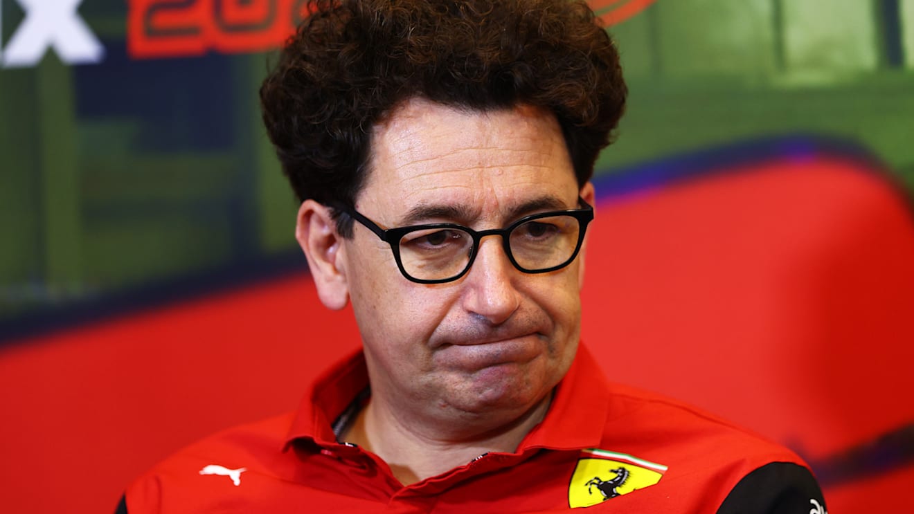 BAKU, AZERBAIJAN - JUNE 11: Scuderia Ferrari Team Principal Mattia Binotto looks on in the Team Principals Press Conference prior to final practice ahead of the F1 Grand Prix of Azerbaijan at Baku City Circuit on June 11, 2022 in Baku, Azerbaijan. (Photo by Clive Rose/Getty Images)