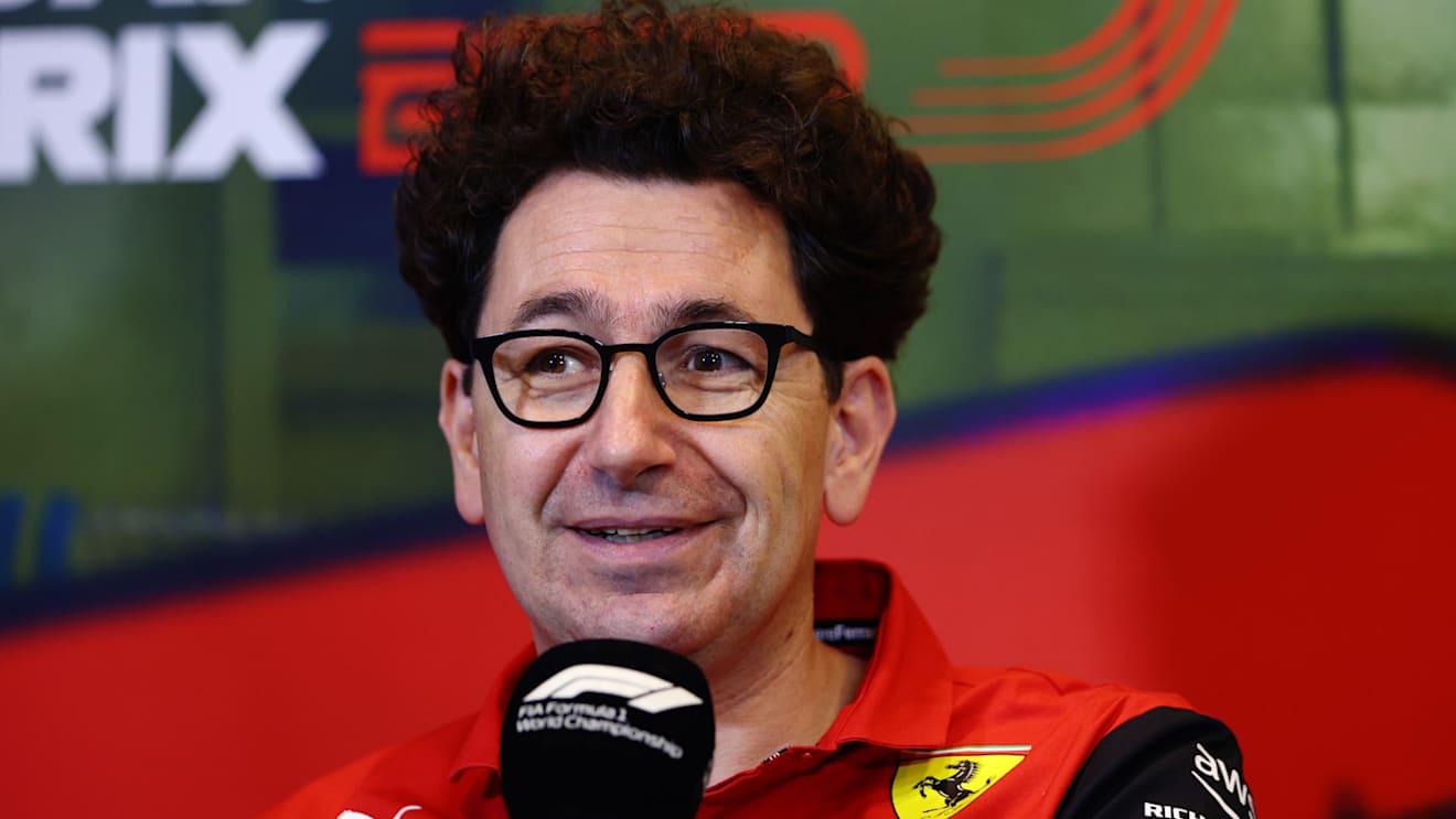 BAKU, AZERBAIJAN - JUNE 11: Scuderia Ferrari Team Principal Mattia Binotto talks in the Team Principals Press Conference prior to final practice ahead of the F1 Grand Prix of Azerbaijan at Baku City Circuit on June 11, 2022 in Baku, Azerbaijan. (Photo by Clive Rose/Getty Images)