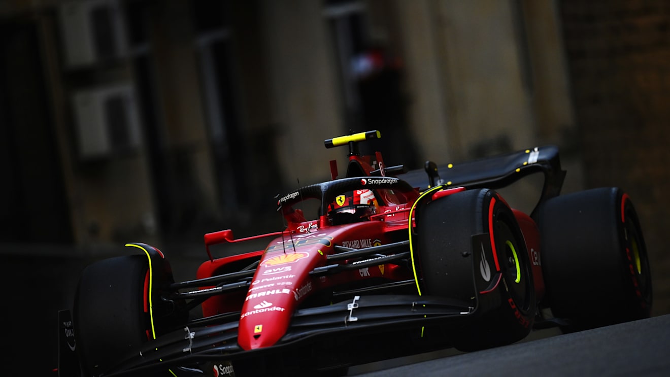 BAKU, AZERBAIJAN - JUNE 11: Carlos Sainz of Spain driving (55) the Ferrari F1-75 on track during qualifying ahead of the F1 Grand Prix of Azerbaijan at Baku City Circuit on June 11, 2022 in Baku, Azerbaijan. (Photo by Dan Mullan/Getty Images)