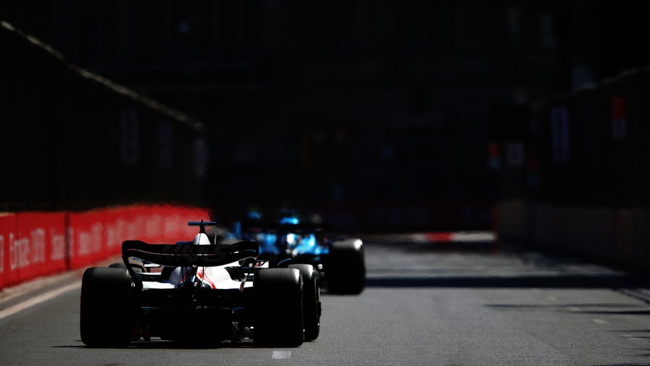 BAKU, AZERBAIJAN - JUNE 12: Kevin Magnussen of Denmark driving the (20) Haas F1 VF-22 Ferrari on track during the F1 Grand Prix of Azerbaijan at Baku City Circuit on June 12, 2022 in Baku, Azerbaijan. (Photo by Joe Portlock - Formula 1/Formula 1 via Getty Images)
