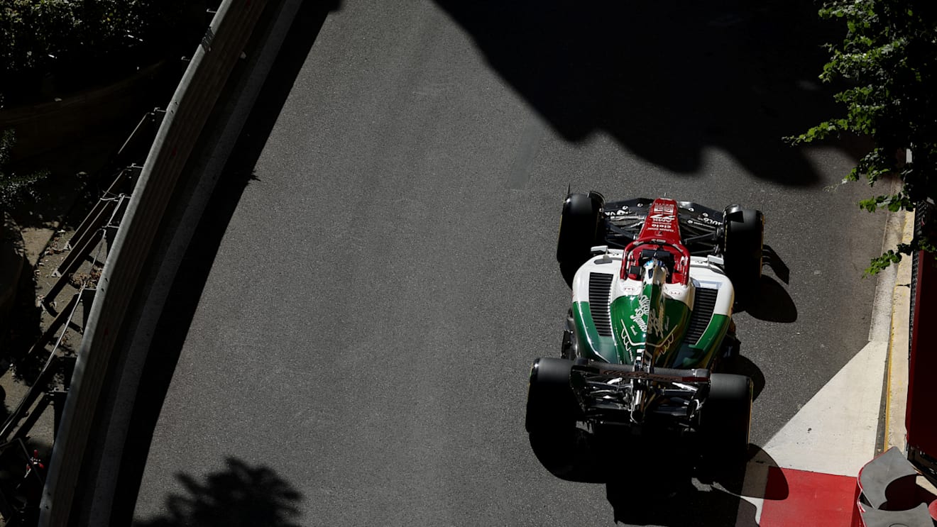 BAKU, AZERBAIJAN - JUNE 12: Valtteri Bottas of Finland driving the (77) Alfa Romeo F1 C42 Ferrari on track during the F1 Grand Prix of Azerbaijan at Baku City Circuit on June 12, 2022 in Baku, Azerbaijan. (Photo by Bryn Lennon - Formula 1/Formula 1 via Getty Images)